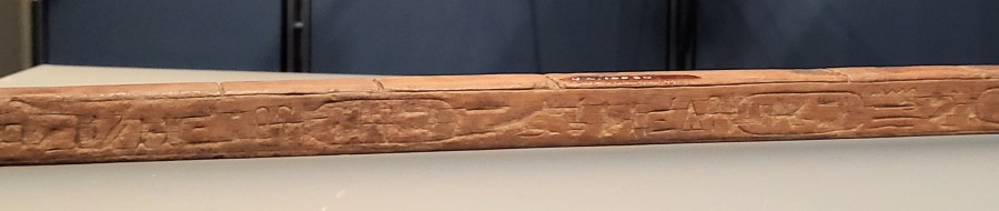 Squared wooden rod with hieroglyphic inscription